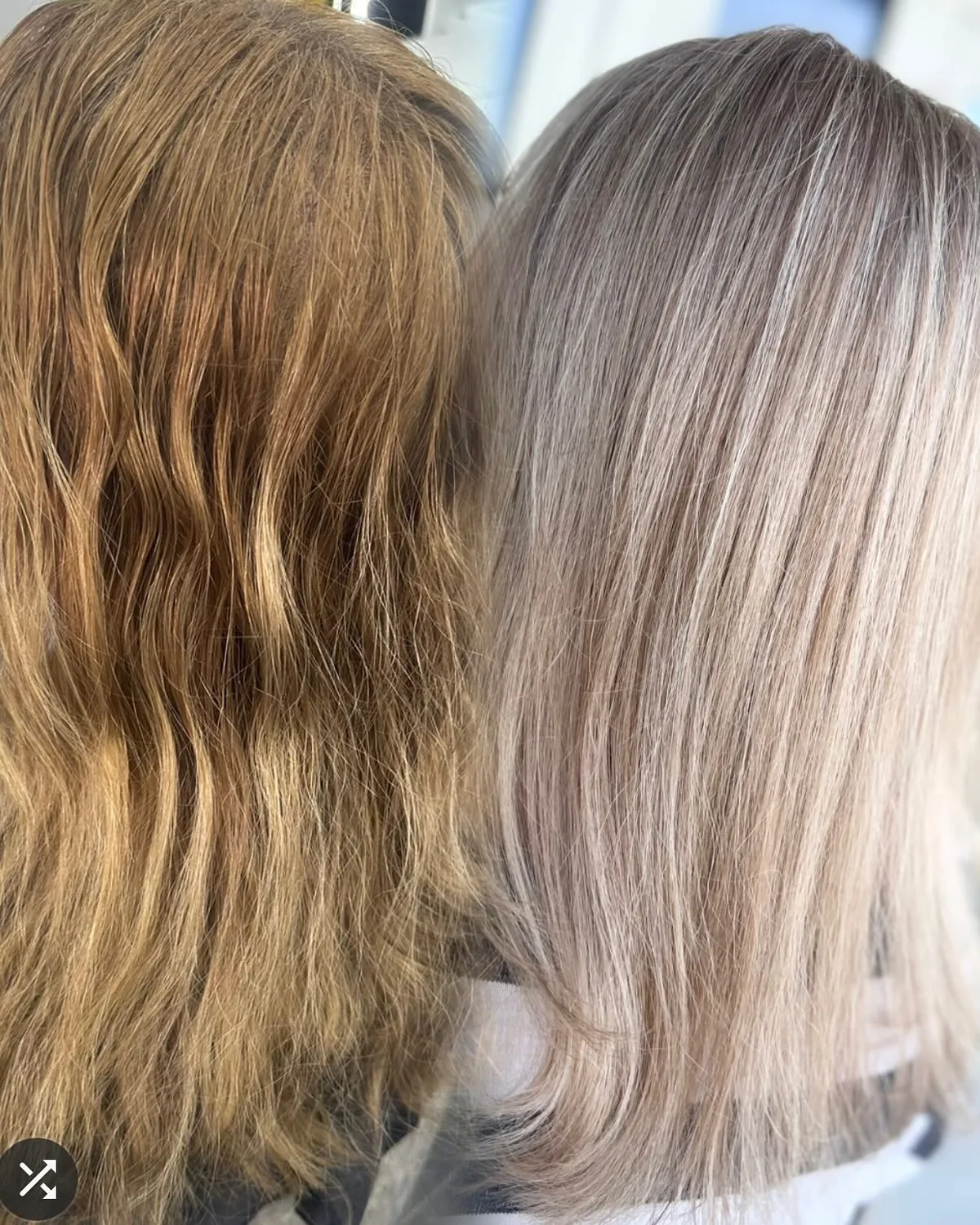Vorher-Nachher: Aschblond-Coloration