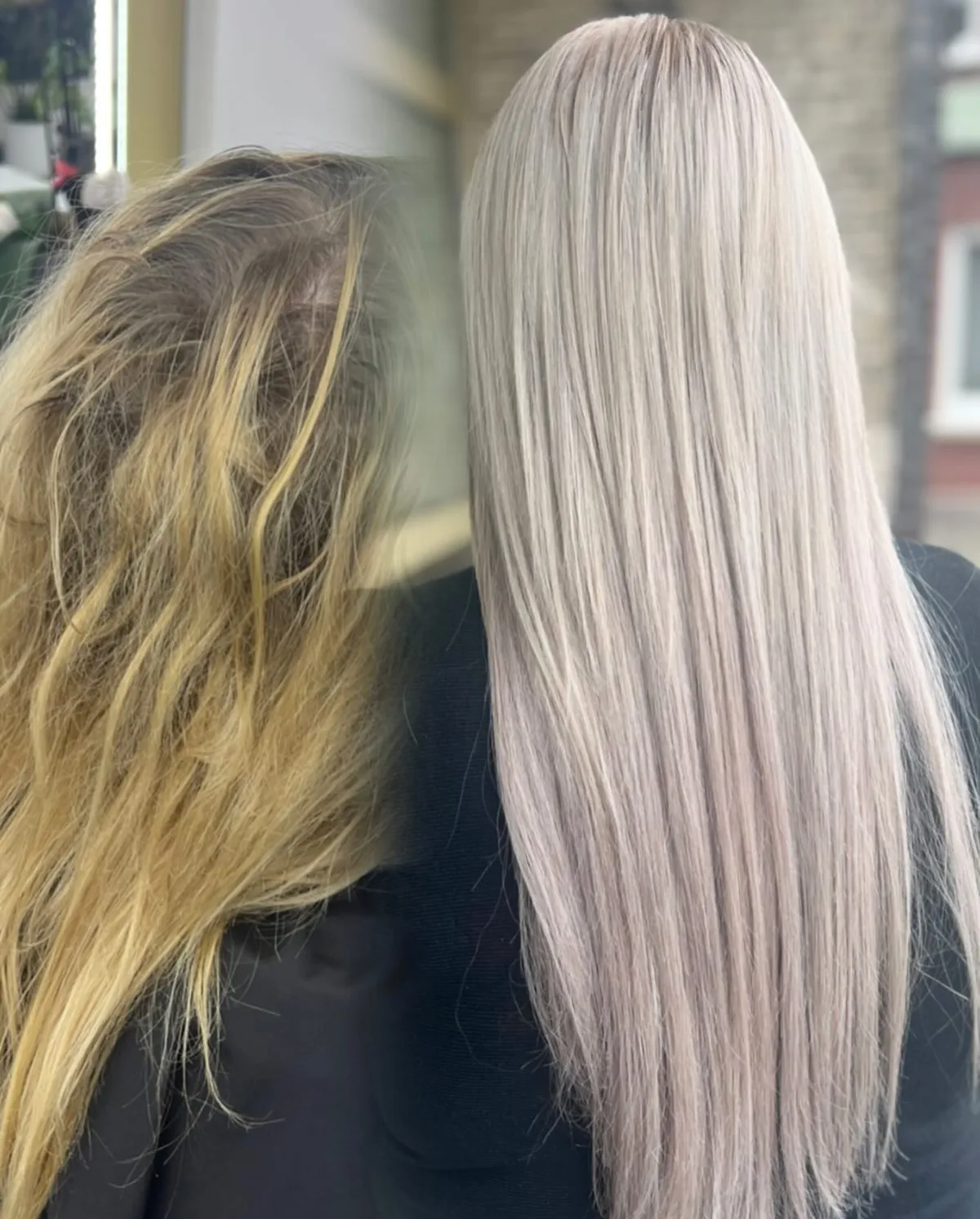 Vorher-Nachher: Aschblond glatt und lang
