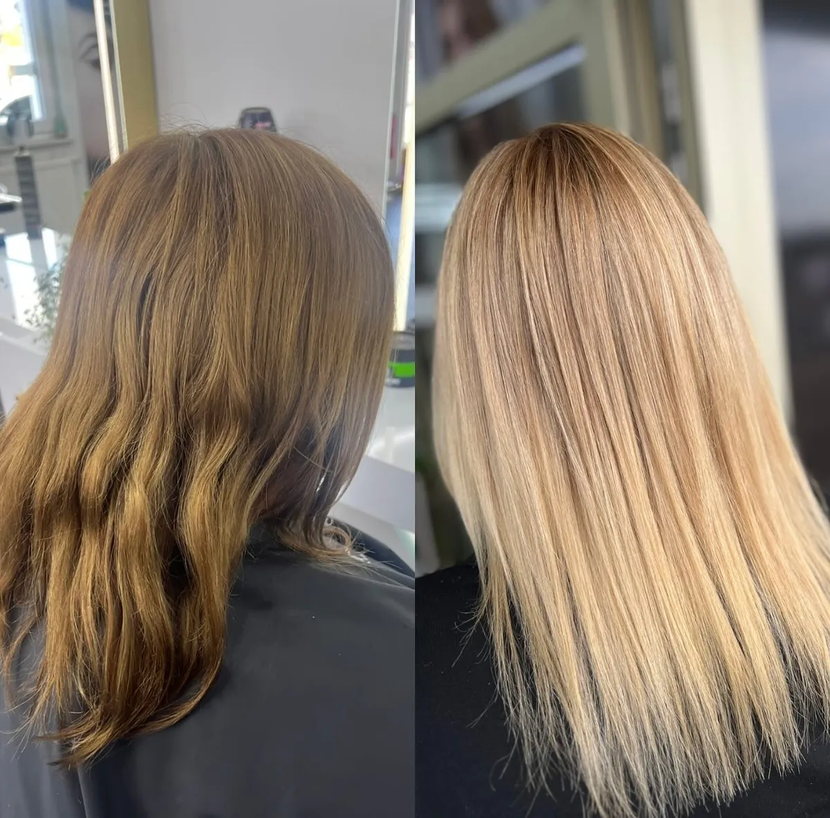 Vorher-Nachher: Blond lang mit Styling