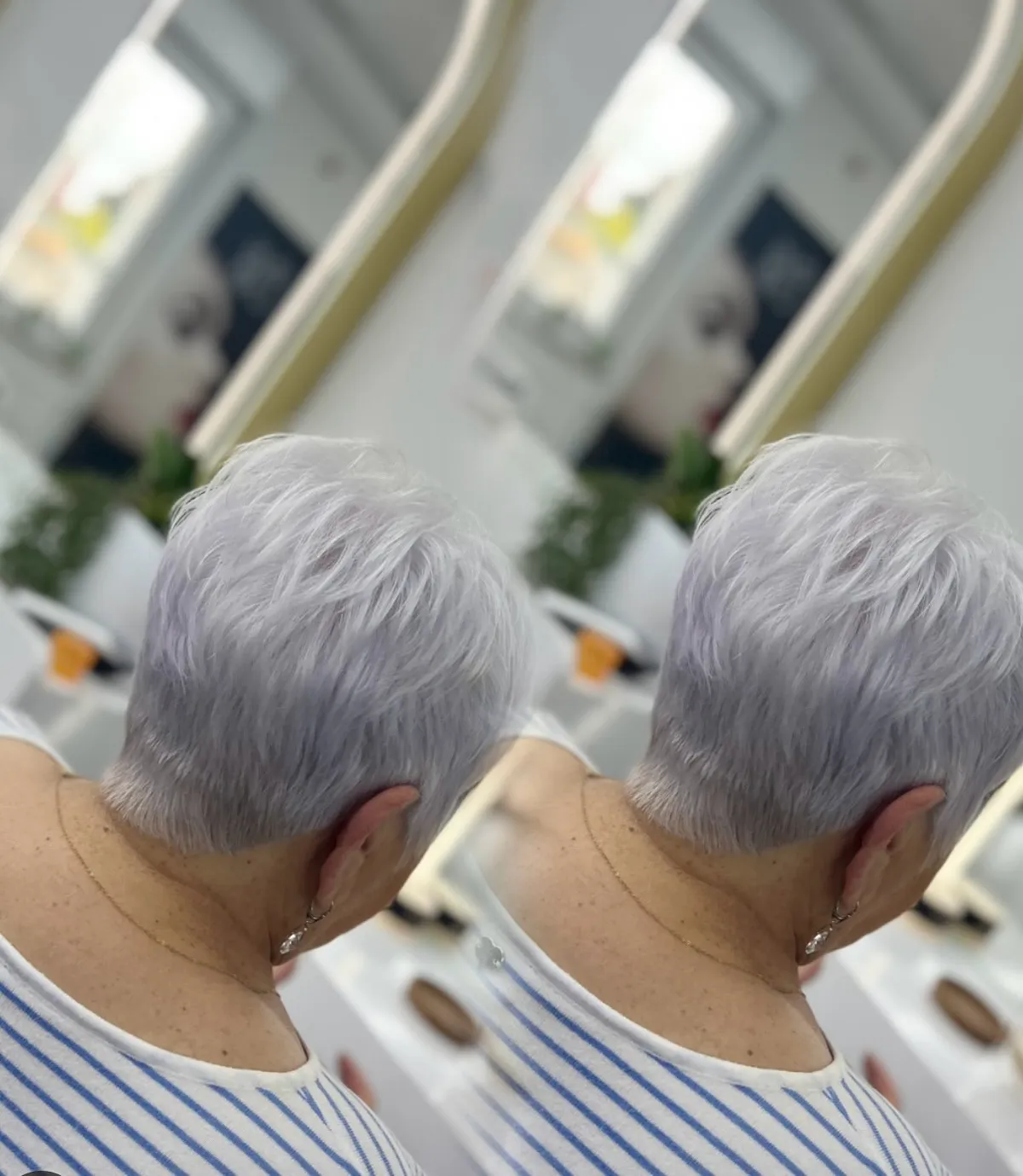 Vorher-Nachher: Platinblond Bob-Schnitt