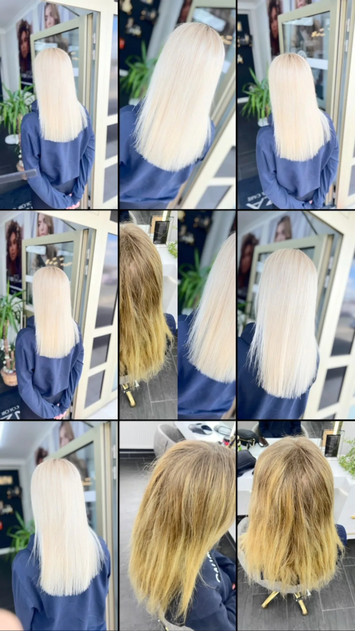 Vorher-Nachher: Platinblond Transformation Collage
