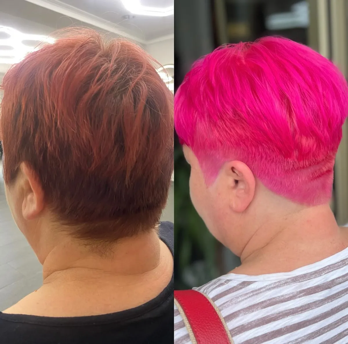 Vorher-Nachher: Platinblond mittellang