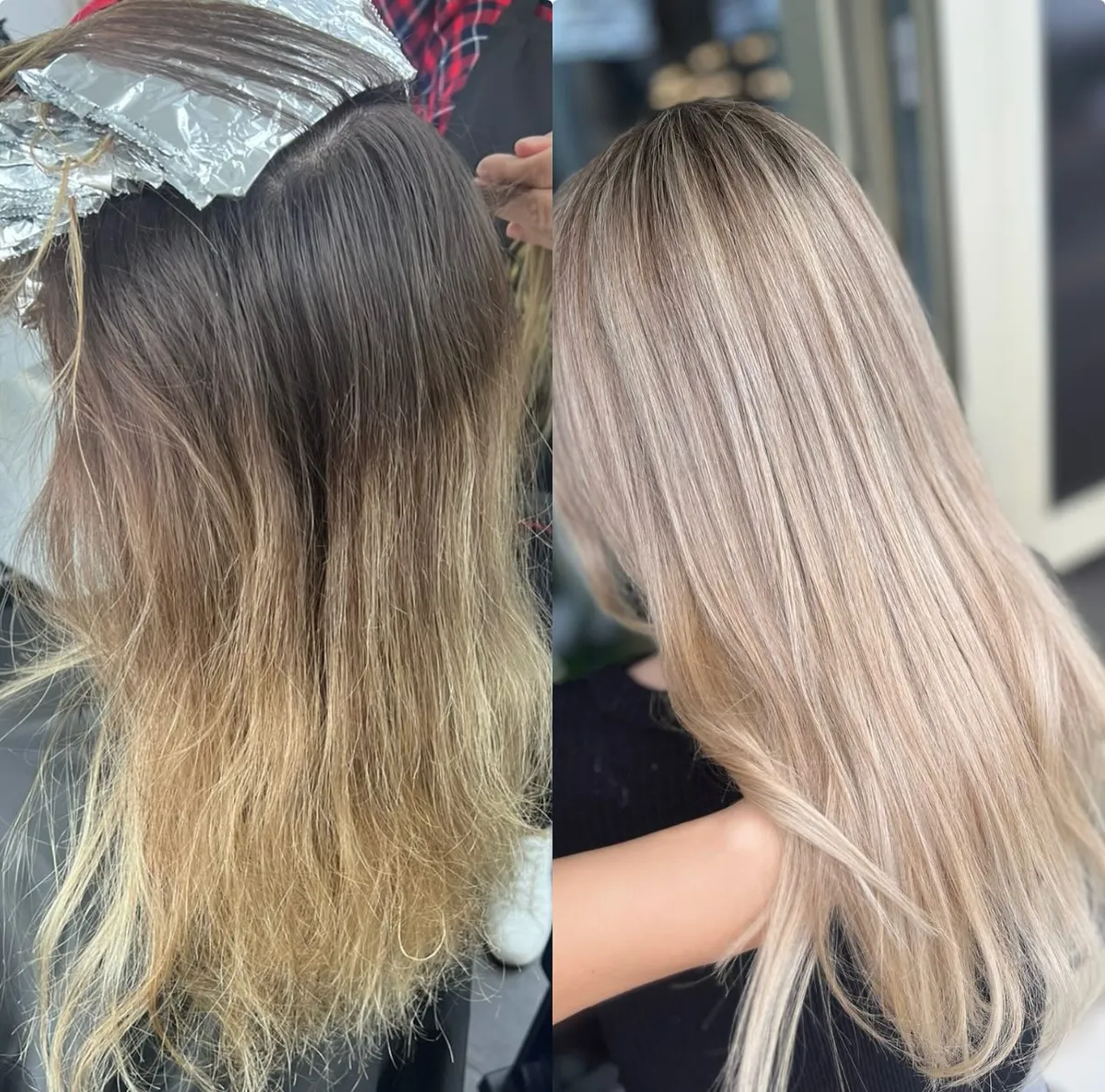 Vorher-Nachher: Silberblond glatt