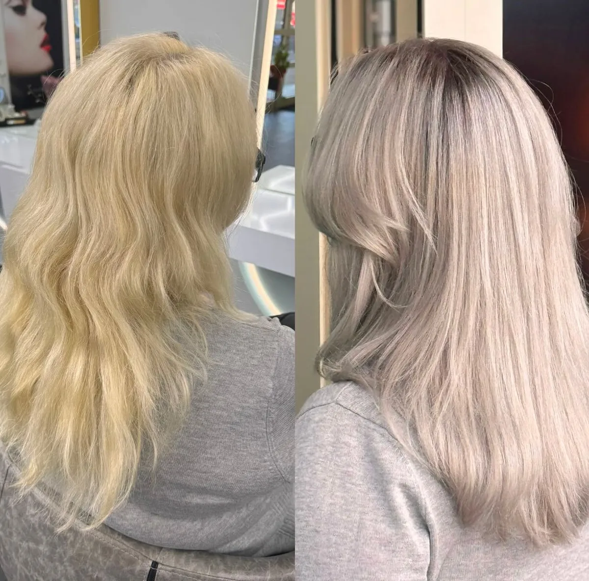 Vorher-Nachher: Silberblond-Tönung